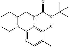 [1-(4-Chloro-5-methyl-pyrimidin-2-yl)-piperidin-2-ylmethyl]-carbamic acid tert-butyl ester Struktur