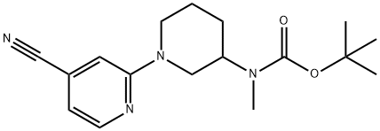 (4'-Cyano-3,4,5,6-tetrahydro-2H-[1,2']bipyridinyl-3-yl)-methyl-carbamic acid tert-butyl ester Struktur