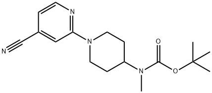 (4'-Cyano-3,4,5,6-tetrahydro-2H-[1,2']bipyridinyl-4-yl)-methyl-carbamic acid tert-butyl ester Struktur