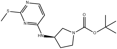 (R)-3-(2-Methylsulfanyl-pyrimidin-4-ylamino)-pyrrolidine-1-carboxylic acid tert-butyl ester Struktur