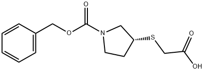 (R)-3-CarboxyMethylsulfanyl-pyrrolidine-1-carboxylic acid benzyl ester Struktur