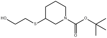 3-(2-Hydroxy-ethylsulfanyl)-piperidine-1-carboxylic acid tert-butyl ester Struktur