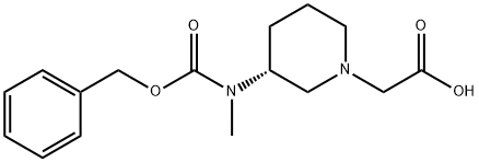 [(R)-3-(Benzyloxycarbonyl-Methyl-aMino)-piperidin-1-yl]-acetic acid Struktur