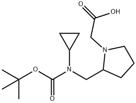 {2-[(tert-Butoxycarbonyl-cyclopropyl-aMino)-Methyl]-pyrrolidin-1-yl}-acetic acid Struktur