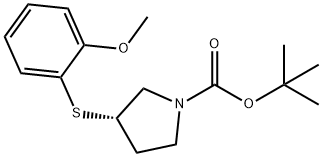 (S)-3-(2-Methoxy-phenylsulfanyl)-pyrrolidine-1-carboxylic acid tert-butyl ester Struktur