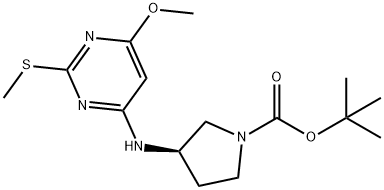 (R)-3-(6-Methoxy-2-Methylsulfanyl-pyriMidin-4-ylaMino)-pyrrolidine-1-carboxylic acid tert-butyl ester Struktur