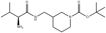 3-[((S)-2-AMino-3-Methyl-butyrylaMino)-Methyl]-piperidine-1-carboxylic acid tert-butyl ester Struktur