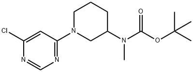 [1-(6-Chloro-pyrimidin-4-yl)-piperidin-3-yl]-methyl-carbamic acid tert-butyl ester Struktur