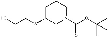 (R)-3-(2-Hydroxy-ethylsulfanyl)-piperidine-1-carboxylic acid tert-butyl ester Struktur