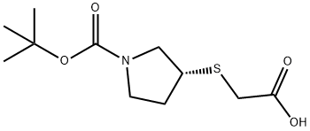 (R)-3-CarboxyMethylsulfanyl-pyrrolidine-1-carboxylic acid tert-butyl  ester Struktur