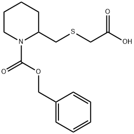 2-CarboxyMethylsulfanylMethyl-piperidine-1-carboxylic acid benzyl ester Struktur