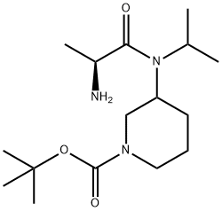 3-[((S)-2-AMino-propionyl)-isopropyl-aMino]-piperidine-1-carboxylic acid tert-butyl ester Struktur