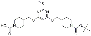 tert-butyl 4,4'-(2-(Methylthio)pyriMidine-4,6-diyl)bis(oxy)bis(Methylene)dipiperidine-1-carboxylate Struktur