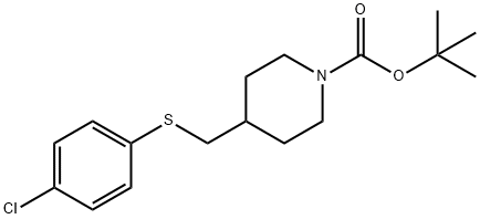 4-(4-Chloro-phenylsulfanylmethyl)-piperidine-1-carboxylic acid tert-butyl ester Struktur