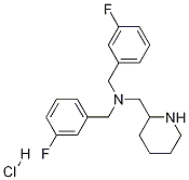 Bis-(3-fluoro-benzyl)-piperidin-2-ylmethyl-amine hydrochloride Struktur