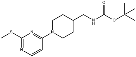 [1-(2-Methylsulfanyl-pyrimidin-4-yl)-piperidin-4-ylmethyl]-carbamic acid tert-butyl ester Struktur