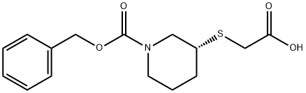 (R)-3-CarboxyMethylsulfanyl-piperidine-1-carboxylic acid benzyl ester Struktur