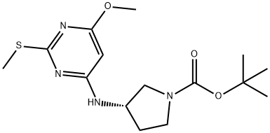 (S)-3-(6-Methoxy-2-Methylsulfanyl-pyriMidin-4-ylaMino)-pyrrolidine-1-carboxylic acid tert-butyl ester Struktur