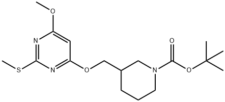 3-(6-Methoxy-2-Methylsulfanyl-pyriMidin-4-yloxyMethyl)-piperidine-1-carboxylic acid tert-butyl ester Struktur