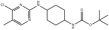 [4-(4-Chloro-5-methyl-pyrimidin-2-ylamino)-cyclohexyl]-carbamic acid tert-butyl ester Struktur