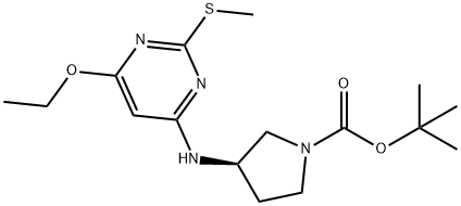 (R)-3-(6-Ethoxy-2-Methylsulfanyl-pyriMidin-4-ylaMino)-pyrrolidine-1-carboxylic acid tert-butyl ester Struktur