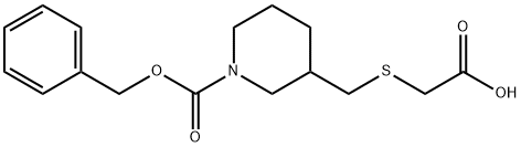 3-CarboxyMethylsulfanylMethyl-piperidine-1-carboxylic acid benzyl ester Struktur