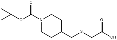 4-CarboxyMethylsulfanylMethyl-piperidine-1-carboxylic acid tert-butyl ester Struktur