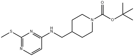 4-[(2-Methylsulfanyl-pyrimidin-4-ylamino)-methyl]-piperidine-1-carboxylic acid tert-butyl ester Struktur