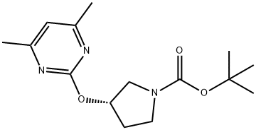 (S)-3-(4,6-Dimethyl-pyrimidin-2-yloxy)-pyrrolidine-1-carboxylic acid tert-butyl ester Struktur