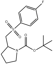 2-(4-Fluoro-benzenesulfonylmethyl)-pyrrolidine-1-carboxylic acid tert-butyl ester Struktur