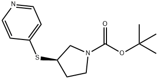 (R)-3-(Pyridin-4-ylsulfanyl)-pyrrolidine-1-carboxylic acid tert-butyl ester Struktur