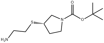 (S)-3-(2-AMino-ethylsulfanyl)-pyrrolidine-1-carboxylic acid tert-butyl ester Struktur