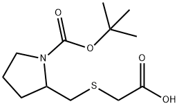 2-CarboxyMethylsulfanylMethyl-pyrrolidine-1-carboxylic acid tert-butyl ester Struktur