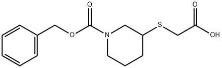 3-CarboxyMethylsulfanyl-piperidine-1-carboxylic acid benzyl ester Struktur