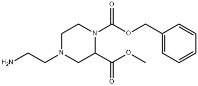 4-(2-AMino-ethyl)-piperazine-1,2-dicarboxylic acid 1-benzyl ester 2-Methyl ester Struktur