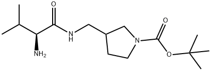 3-[((S)-2-AMino-3-Methyl-butyrylaMino)-Methyl]-pyrrolidine-1-carboxylic acid tert-butyl ester Struktur