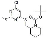 2-(6-Chloro-2-Methylsulfanyl-pyriMi
din-4-ylsulfanylMethyl)-piperidine-
1-carboxylic acid tert-butyl ester Struktur