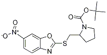 2-(6-Nitro-benzooxazol-2-ylsulfanyl
Methyl)-pyrrolidine-1-carboxylic ac
id tert-butyl ester Struktur