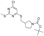 3-(6-Chloro-2-Methylsulfanyl-pyriMi
din-4-ylsulfanylMethyl)-pyrrolidine
-1-carboxylic acid tert-butyl ester Struktur