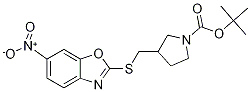 3-(6-Nitro-benzooxazol-2-ylsulfanyl
Methyl)-pyrrolidine-1-carboxylic ac
id tert-butyl ester Struktur