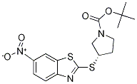 (S)-3-(6-Nitro-benzothiazol-2-ylsul
fanyl)-pyrrolidine-1-carboxylic aci
d tert-butyl ester Struktur