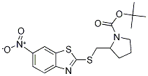 2-(6-Nitro-benzothiazol-2-ylsulfany
lMethyl)-pyrrolidine-1-carboxylic a
cid tert-butyl ester Struktur