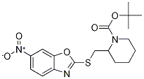 2-(6-Nitro-benzooxazol-2-ylsulfanyl
Methyl)-piperidine-1-carboxylic aci
d tert-butyl ester Struktur