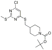 4-(6-Chloro-2-Methylsulfanyl-pyriMi
din-4-ylsulfanylMethyl)-piperidine-
1-carboxylic acid tert-butyl ester Struktur