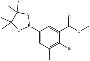 Methyl 2-bromo-3-methyl-5-(tetramethyl-1,3,2-dioxaborolan-2-yl)benzoate Struktur