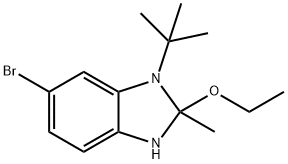 6-broMo-1-tert-butyl-2-ethoxy-2-Methyl-2,3-dihydro-1H-benzo[d]iMidazole Struktur