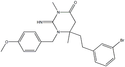 6-(3-broMophenethyl)-2-iMino-1-(4-Methoxybenzyl)-3,6-diMethyltetrahydropyriMidin-4(1H)-one Struktur