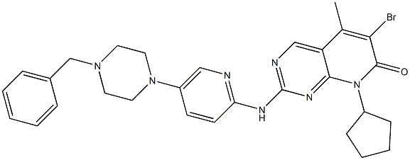 2-(5-(4-benzylpiperazin-1-yl)pyridin-2-ylaMino)-6-broMo-8-cyclopentyl-5-Methylpyrido[2,3-d]pyriMidin-7(8H)-one Struktur