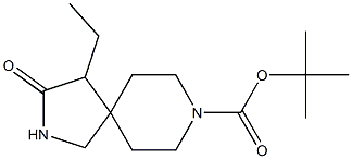 tert-butyl 4-ethyl-3-oxo-2,8-diazaspiro[4.5]decane-8-carboxylate Struktur