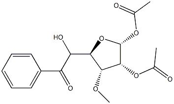 1,2-Di-O-acetyl-5-benzoyl-3-O-Methyl-alpha-D-ribofuranose Struktur